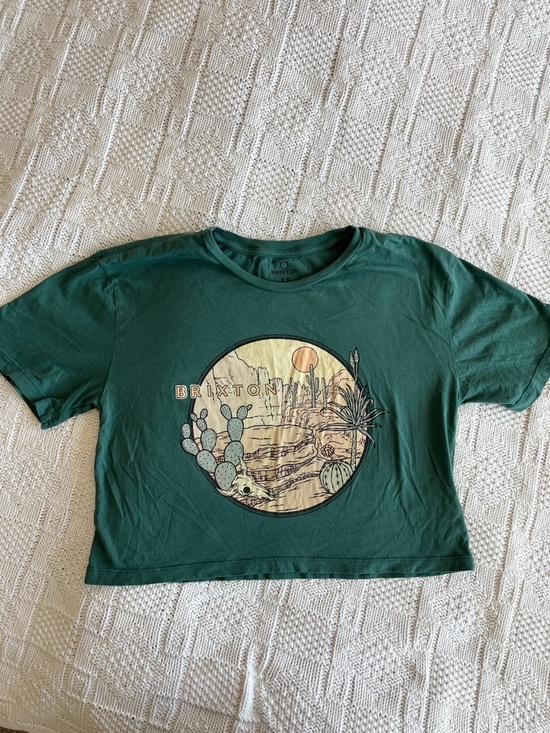 Brixton Tops - Brixton Women's Oversized Desert Cactus Boxy Crew Tee Shirt Cactus Green Sz XS